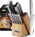 Knife Set Kitchen Steel Knife Block Set w Built-in Sharpener