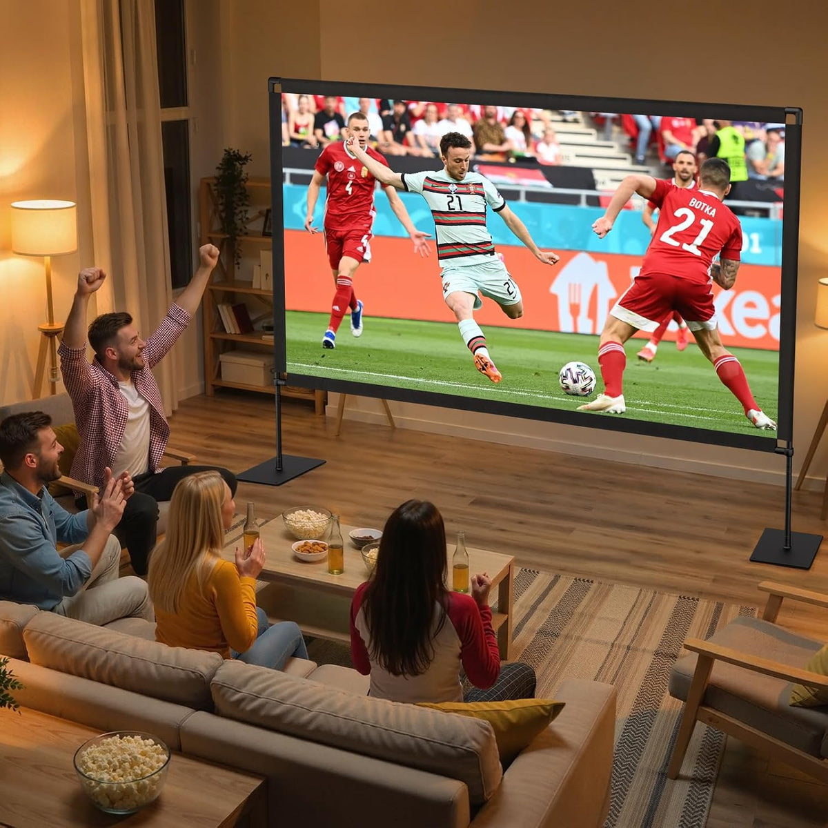 120inch Projector Screen with Stand: Portable Projector Screen Outdoor Indoor Front/Rear16:9 4K HD with Carry Bag