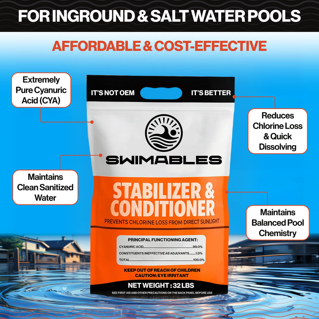 Cyanuric Acid Pool Stabilizer & Conditioner, Chlorine Stabilizer, 32-Pound