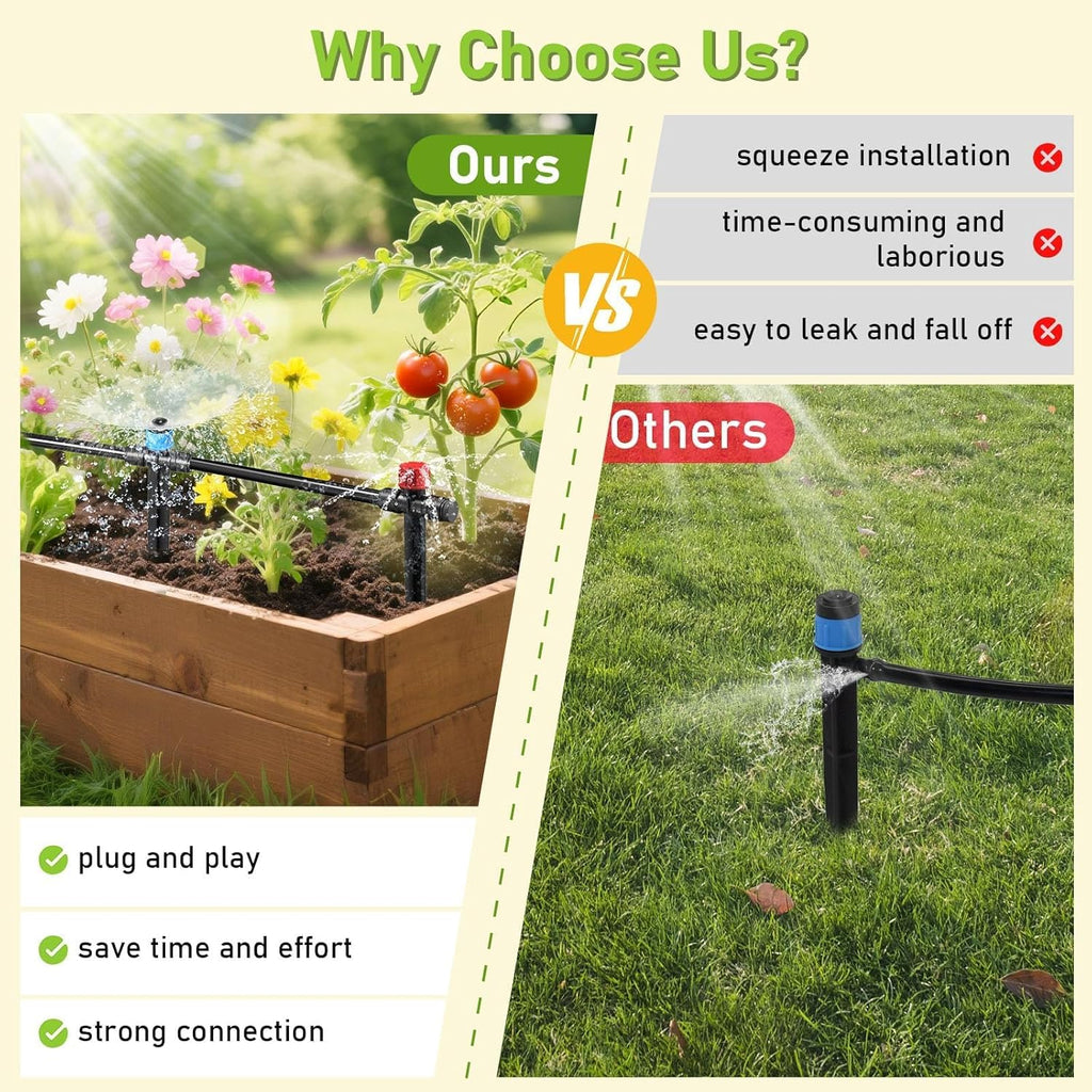 118FT Drip Irrigation System, Garden Watering System, Quick-Connect Drip Irrigation Kit for Lawn Raised Bed