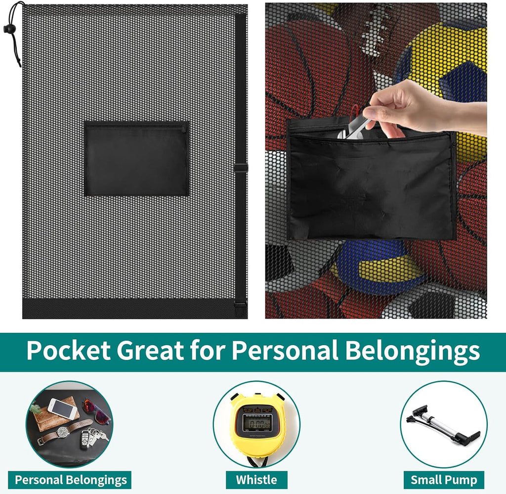 Extra Large Soccer Ball Bag, 40"x30" Drawstring Heavy Duty Mesh Net | Hold 10-12 Basketball Volleyball, Adjustable