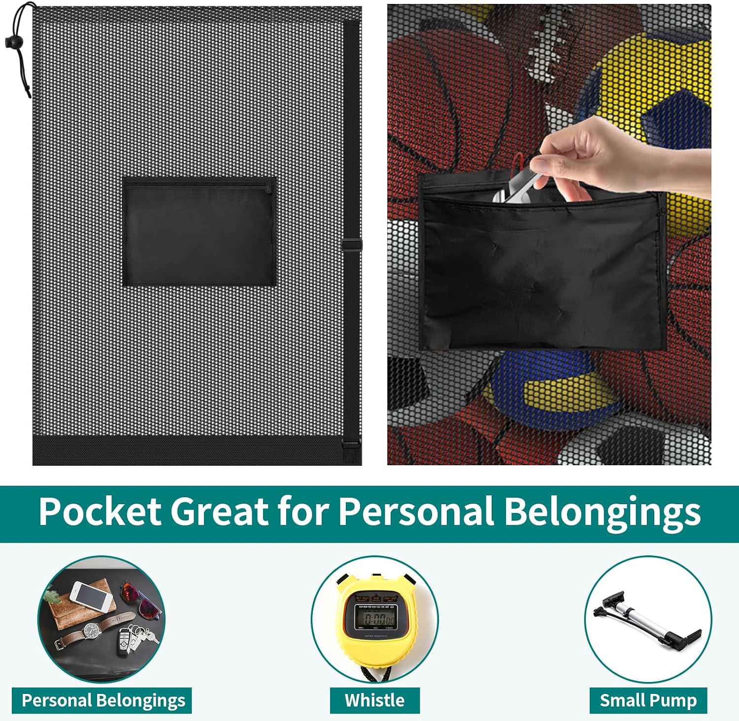 Extra Large Soccer Ball Bag, 40"x30" Drawstring Heavy Duty Mesh Net | Hold 10-12 Basketball Volleyball, Adjustable