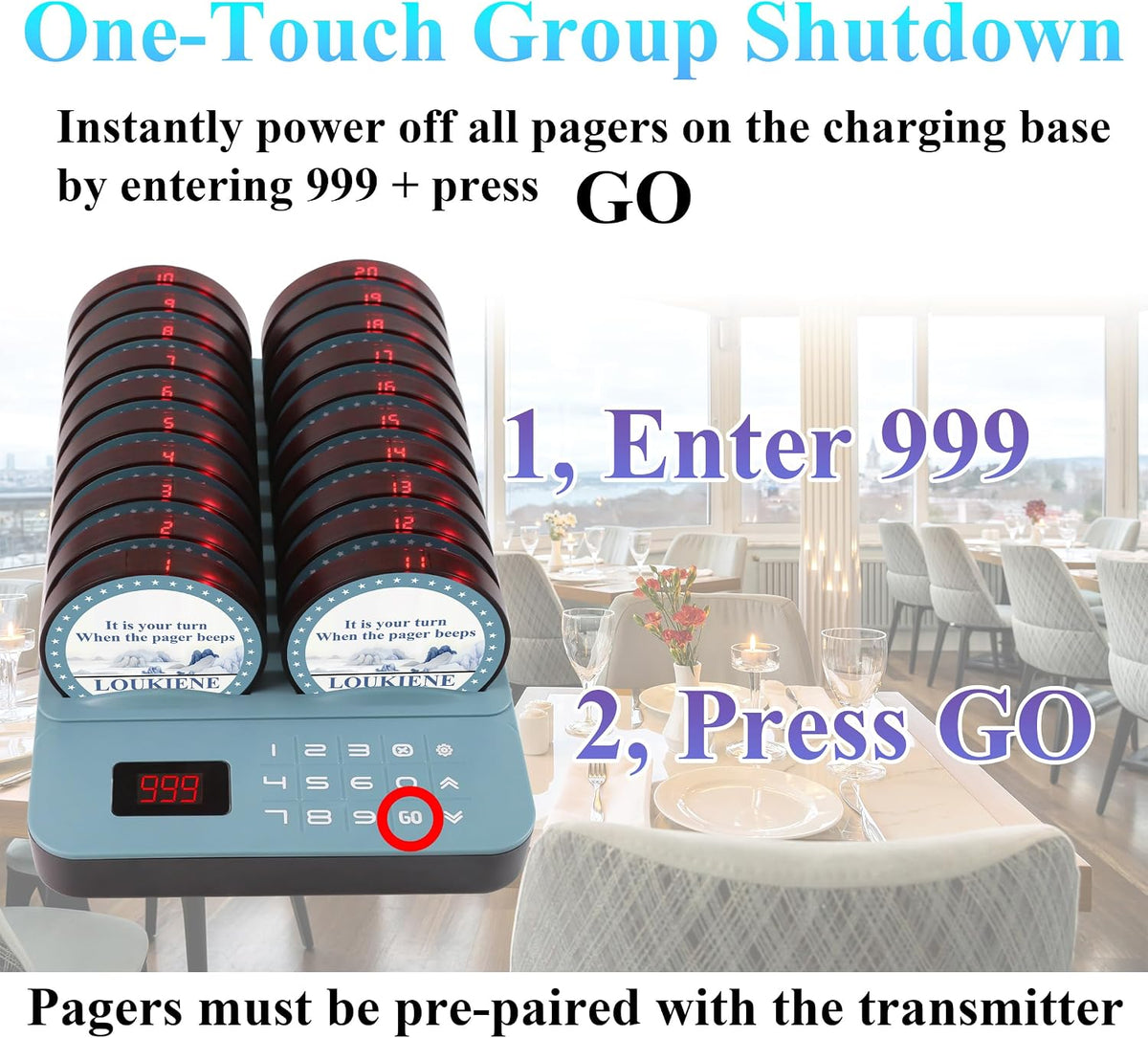 Restaurant Pager System, 20 Coaster Pagers, Beeper for Food Truck