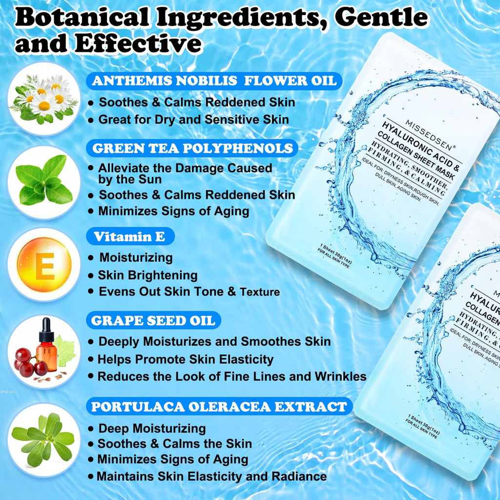 Collagen Face Mask 12PCS Face Masks Skincare,Face Masks Bulk