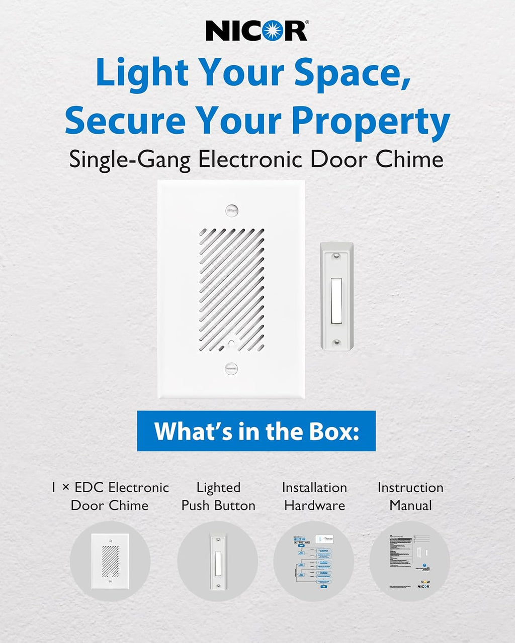 Doorbell Chime Kit - Easy Installation Electronic Door Bells for Home with Adjustable Volumes, 5 Chime Tones with