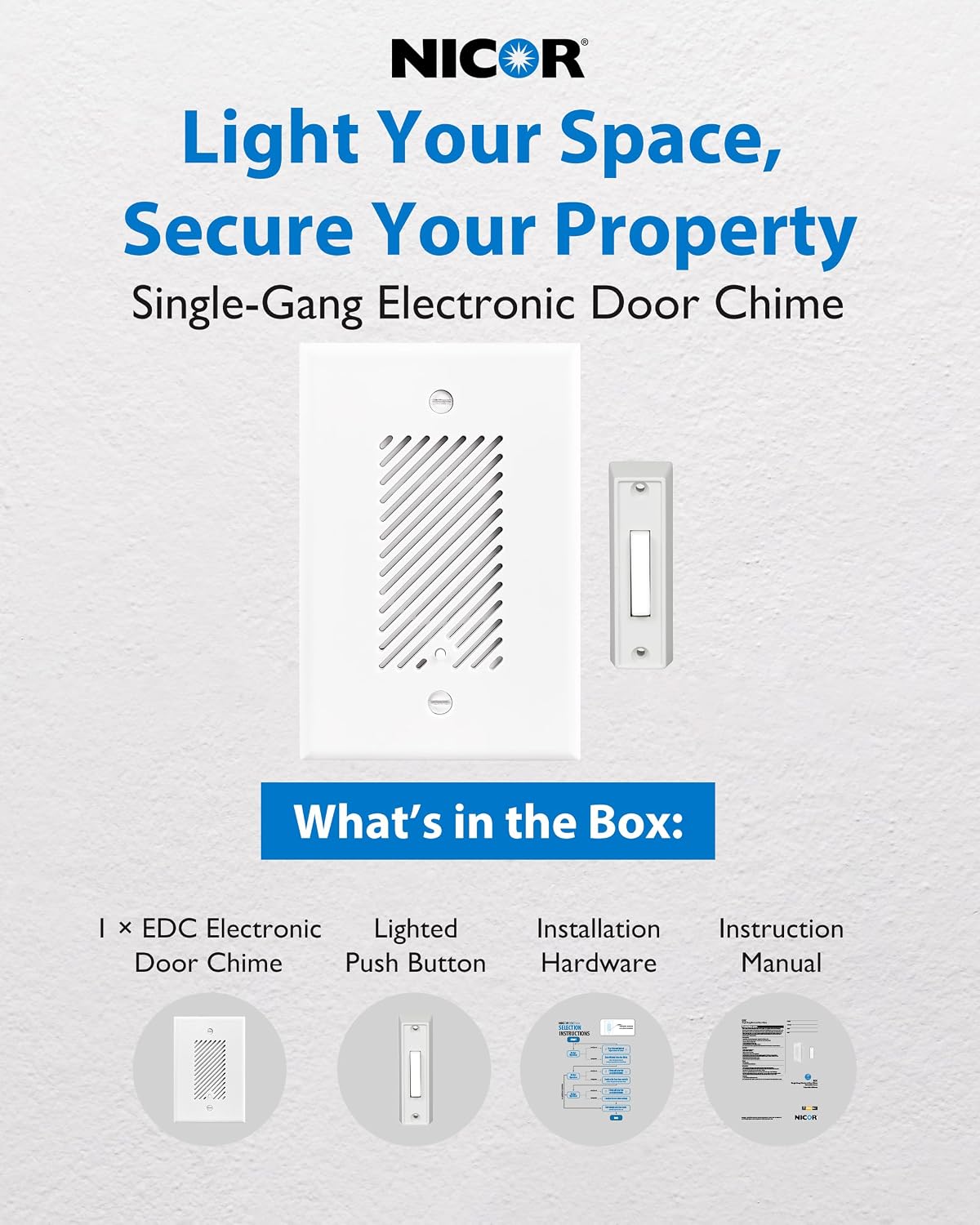 Doorbell Chime Kit - Easy Installation Electronic Door Bells for Home with Adjustable Volumes, 5 Chime Tones with