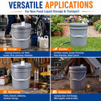 2 Pack 5 Gallon Utility Buckets with Lids, Pour Spouts and Handles