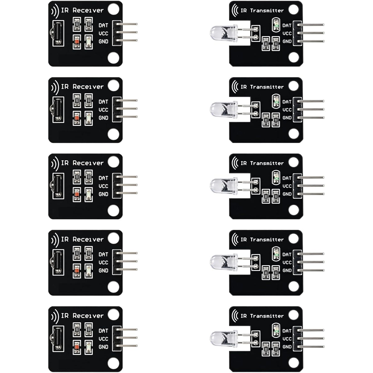 38KHz IR Receiver Transmitter Sensor Module Infrared Remote Control, 5 Sets