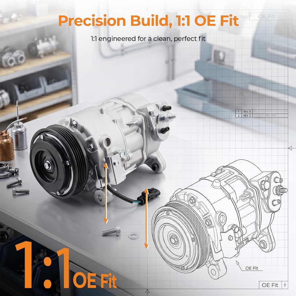 Autoexact AC Compressor for Car, Air Conditioner Compressor w/Clutch for Chevy Silverado 1500/GMC Sierra 1500 2014-2019, Silverado 2500 2014-2017, for 2015-2020 Chevy Suburban/Tahoe/GMC Yukon XL