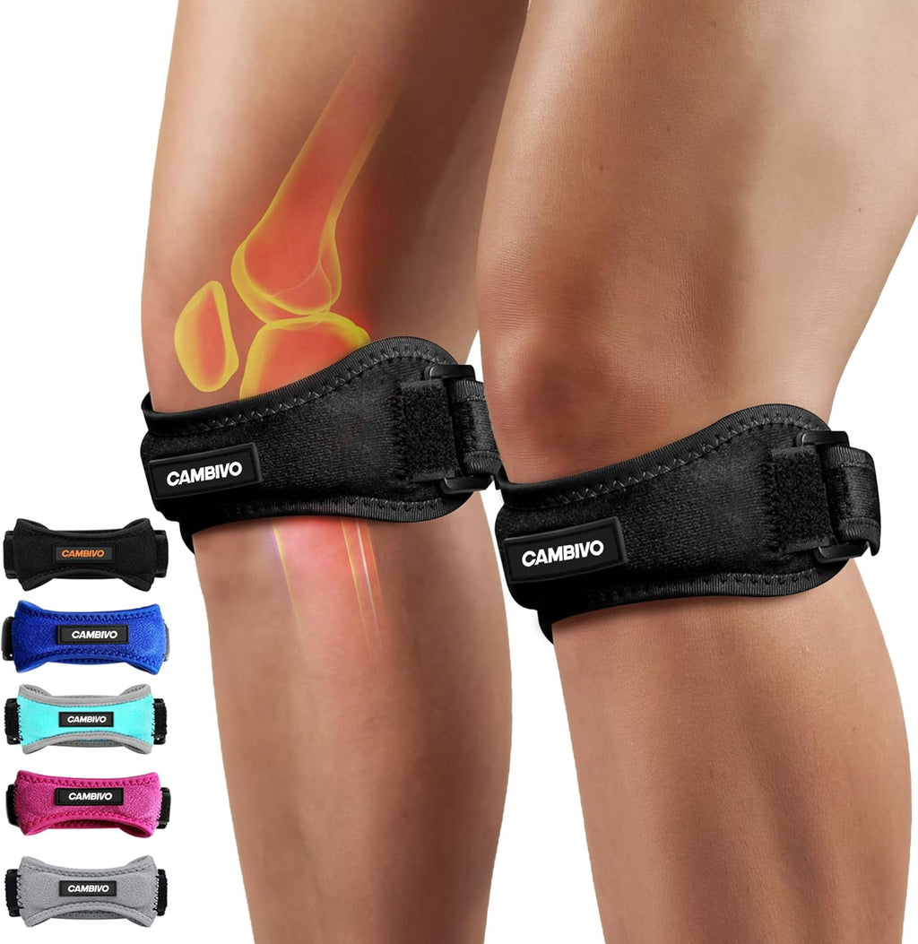 2 Pack Patella Tendon Knee Straps, Knee Brace for Women & Men with Extra Straps, Patella Bands for Pain Relief