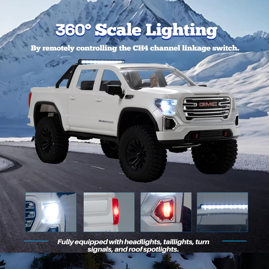 FMS FCX18S GMC Sierra S 1500 RC Crawler, 1/18 Brushless RC Truck 4WD Offroad, Official Licensed GMC Pickup with