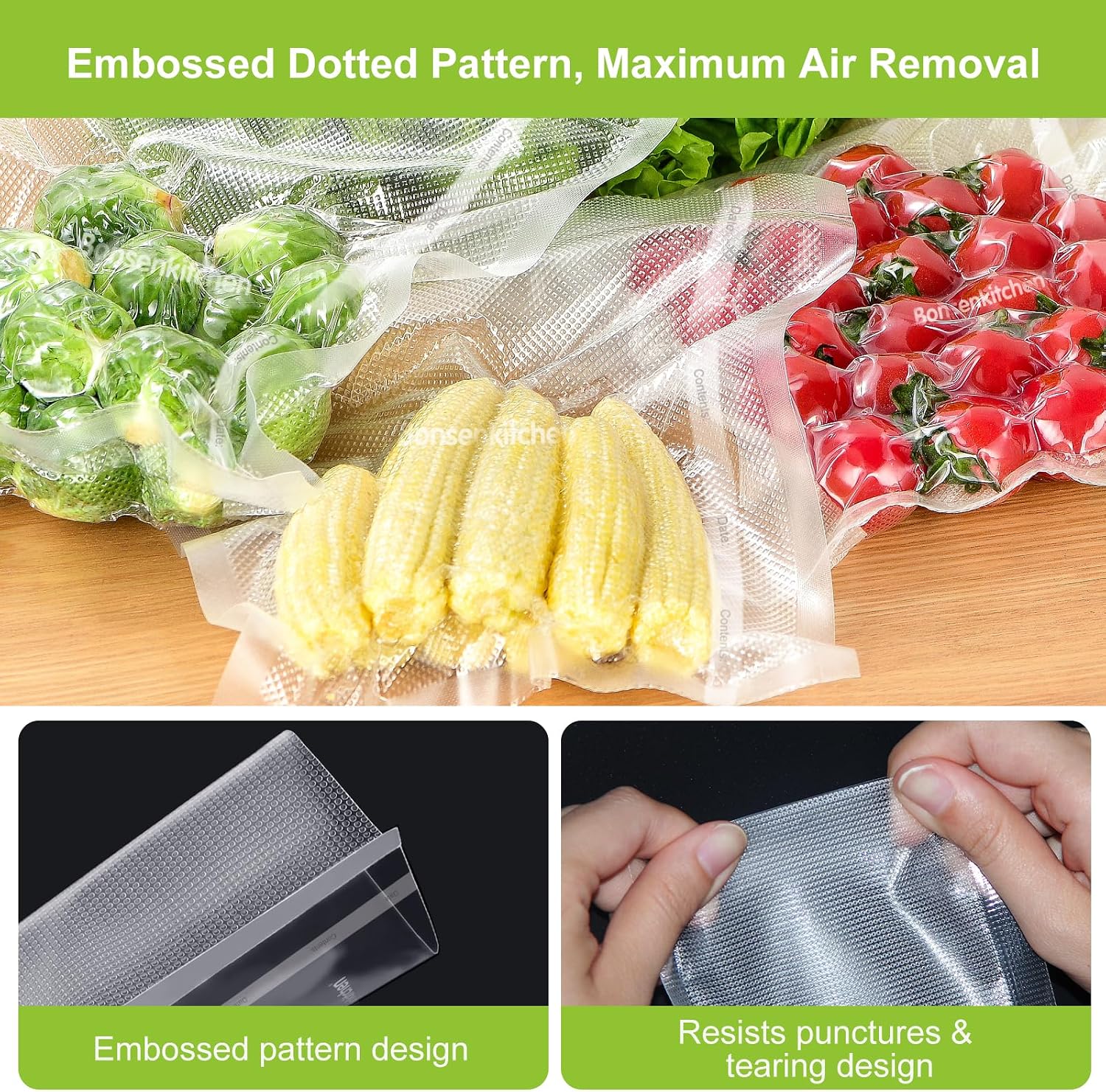 Vacuum Sealer Bags, 11" x 20' Rolls 2 Pack for Food Storage