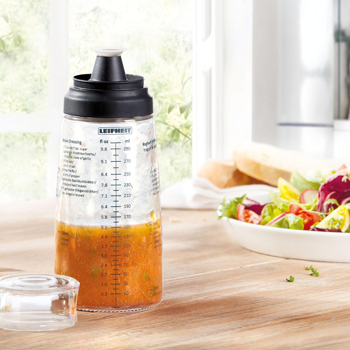 Glass Salad Dressing Bottle 10oz/300ml fill volume, Black