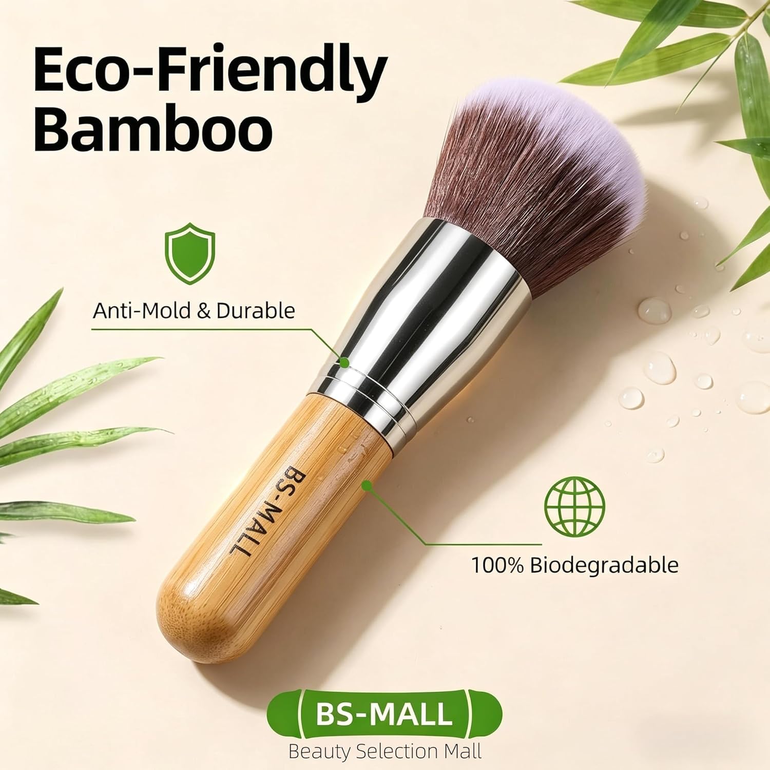 Makeup Brush Set 11 Pcs Makeup Sponge, Professional Bamboo Makeup Brushes for Foundation, Powder, Blush, Concealer