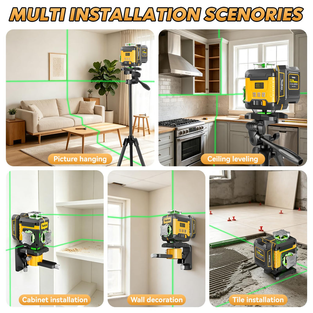 16 Lines Laser Level with Tripod, 4 X 360° Self Leveling for Construction