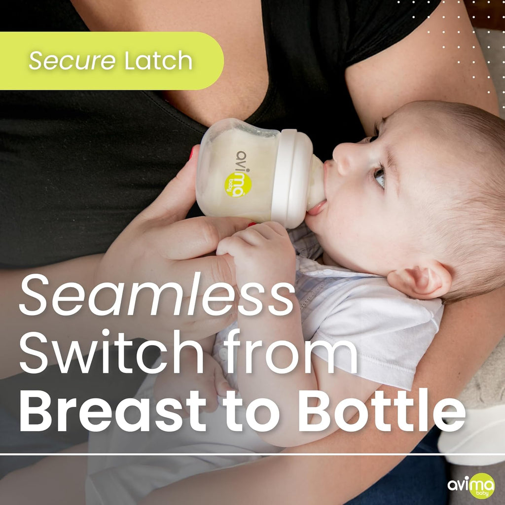 Baby 4 oz Anti Colic Baby Bottles for Breastfed Babies - Slow Flow Nipples, Wide Neck Bottle, BPA Free - Newborn 0-3