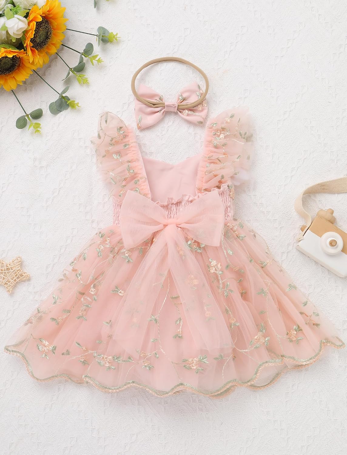 Baby Flower Girl Dress, Lace Romper for Birthday Baptism Dresses