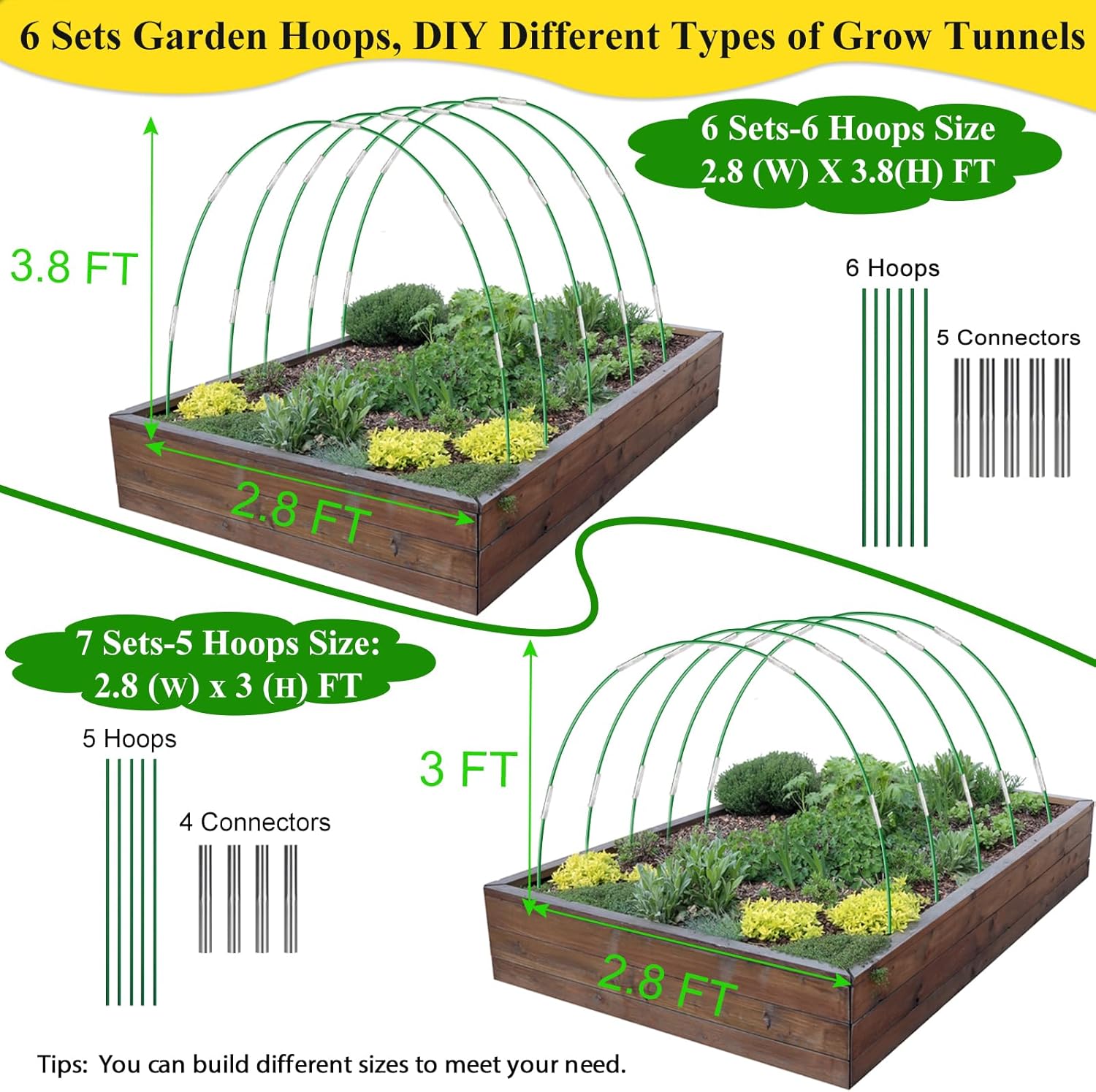 Garden Mesh Netting Kit,10 x 30FT Ultra Fine Netting with 6 Sets Fiberglass Garden Hoops for Raised Beds Vegetable