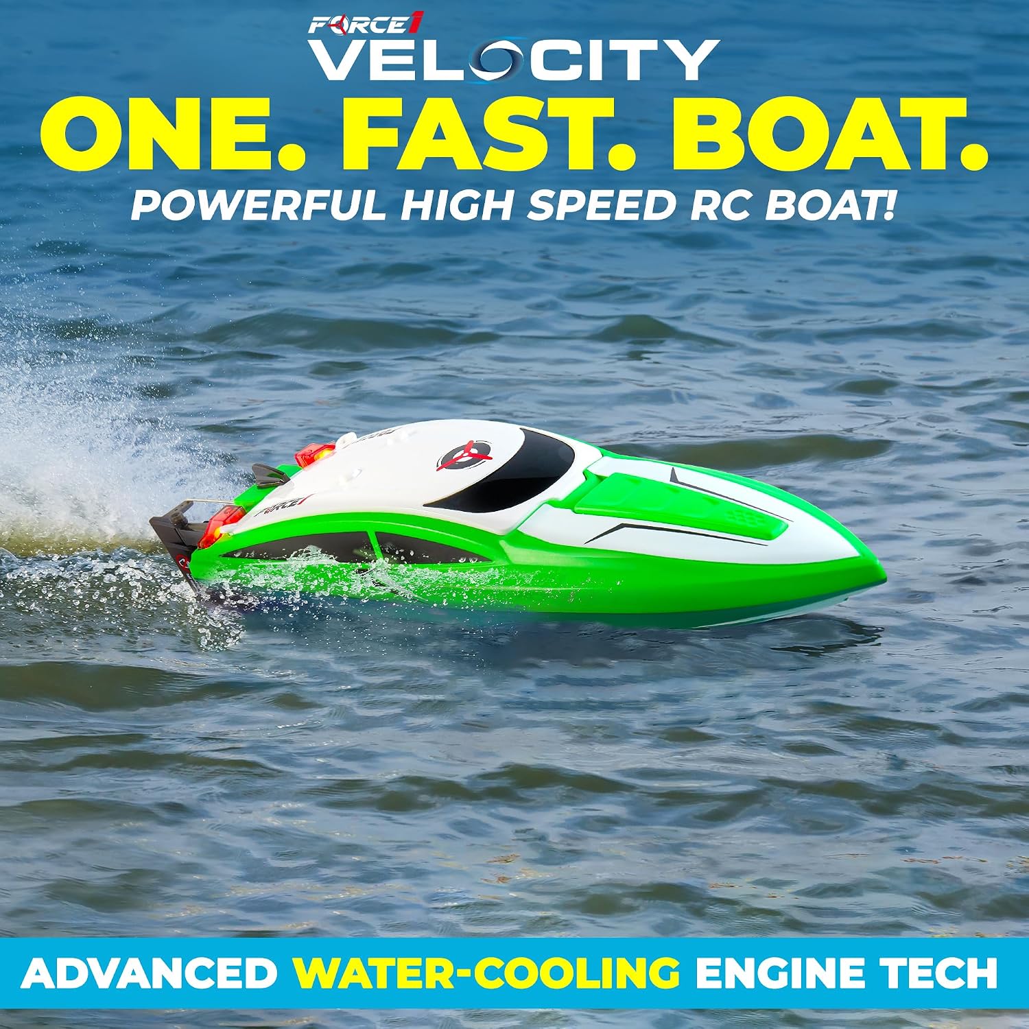 Velocity Green Fast RC Boat- Remote Control Boats for Adults and Kids, Underwater Speed Racing Mini RC Toy for Pools