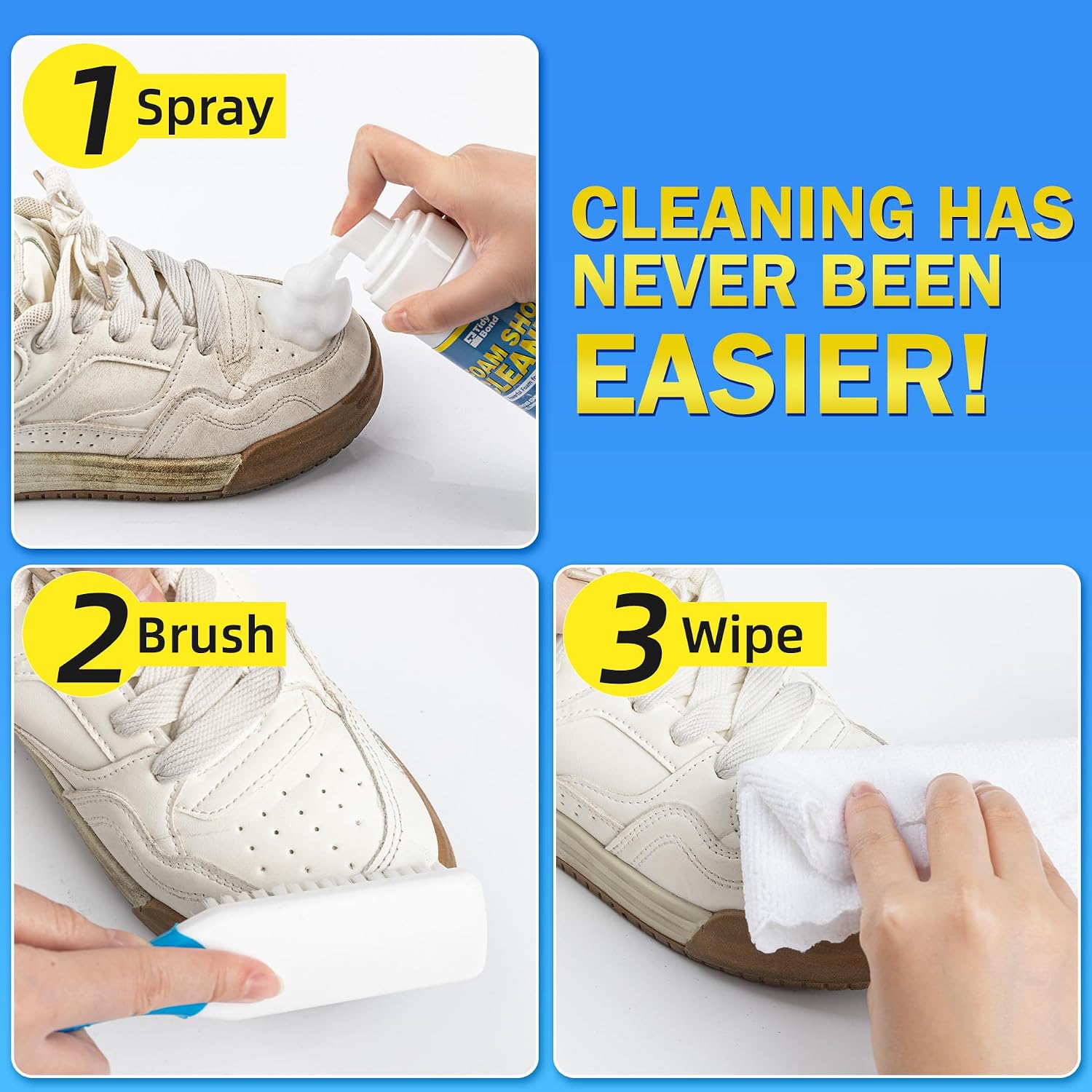 Shoe Cleaner Kit – Foam Cleaner for White Shoes & Sneakers, 6.76 fl oz | Fast Dirt And Stain Removal, Anti-Yellowing