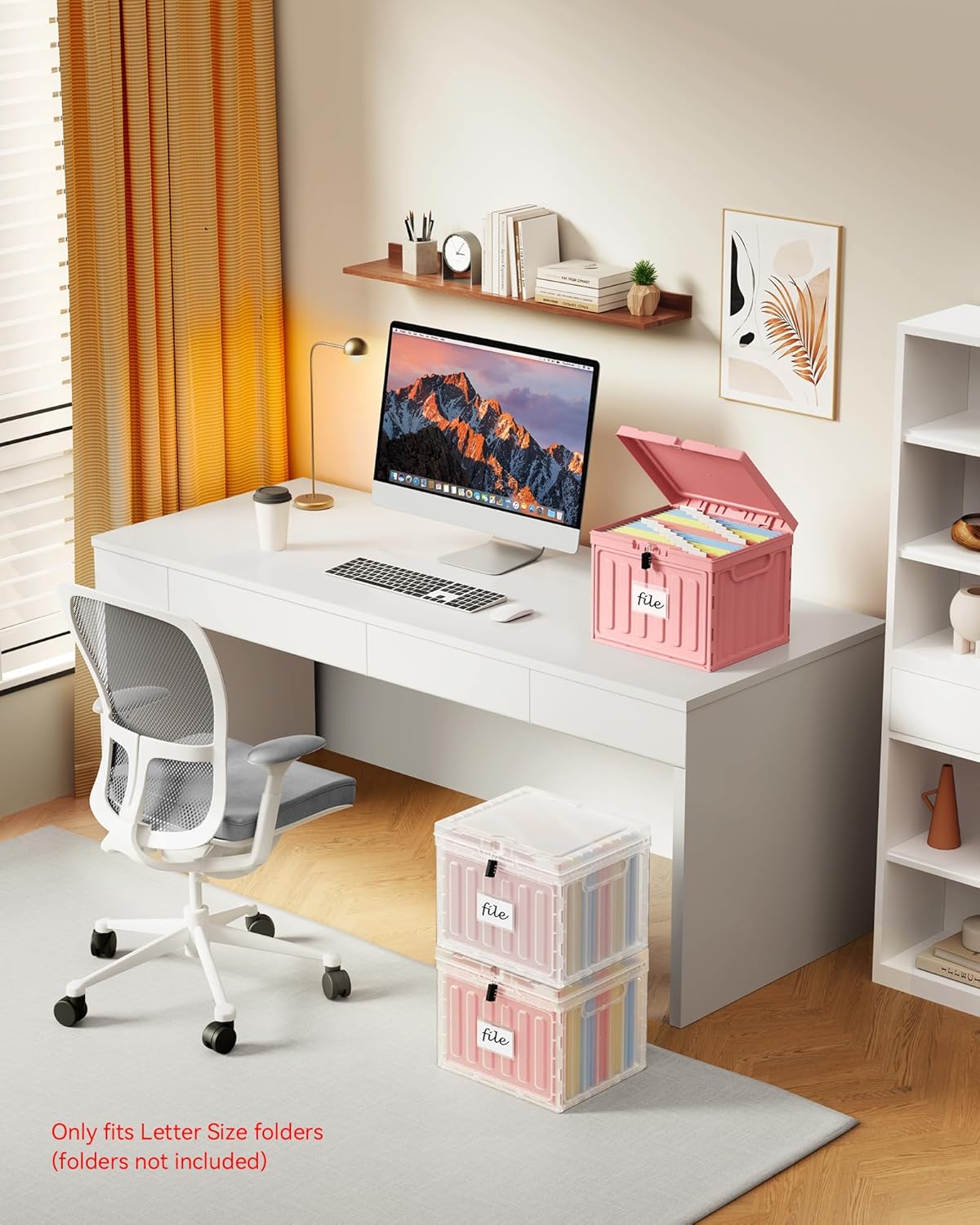 Plastic File Box with Lid for Letter Size Hanging File Folders, Hanging File Folder Box for Home, Office, School
