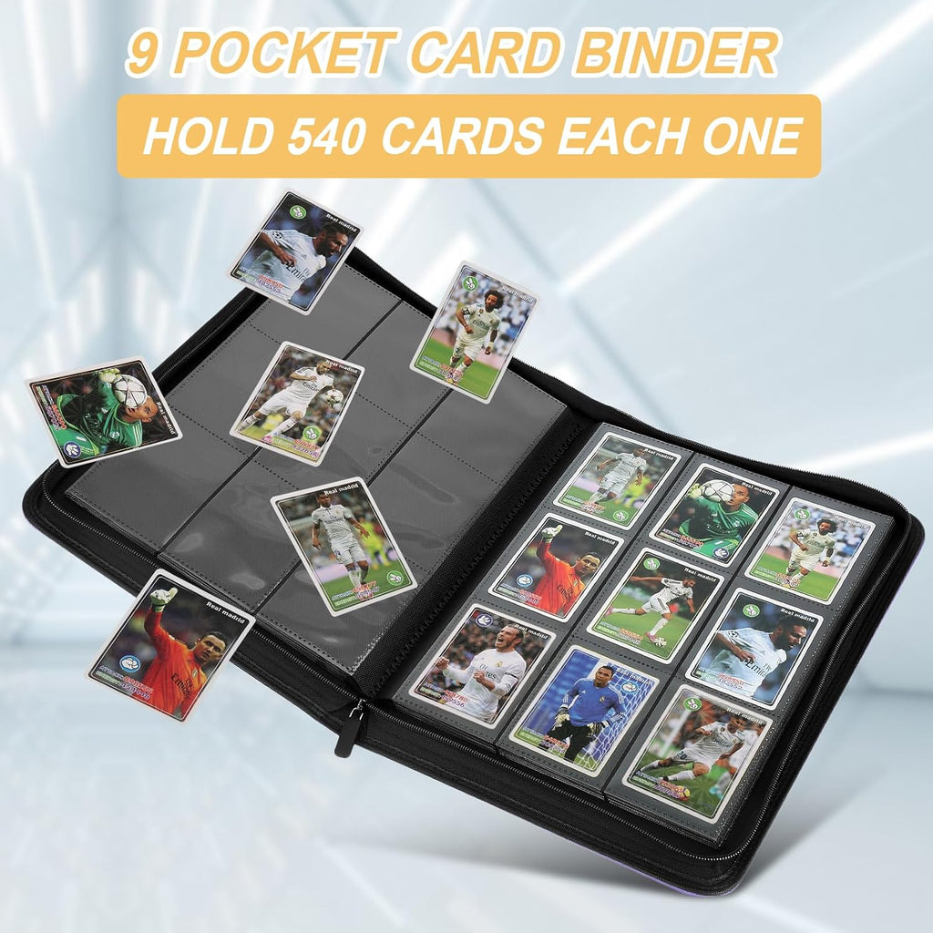 Trading Card Binder, Card Collection Binder Album Folder with 540 Side Loading Pockets, 9 Pocket Trading Card Album