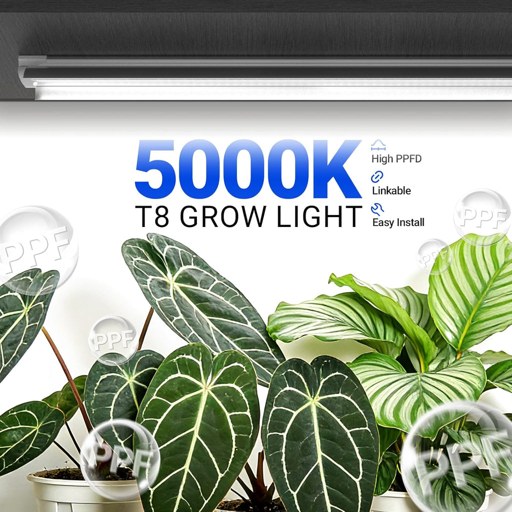 Plant Grow Lights, 4FT 5000K Full Spectrum Daylight White, 6 Packs | 252W(6 x 42W, 1400W Equivalent), T8 LED Grow