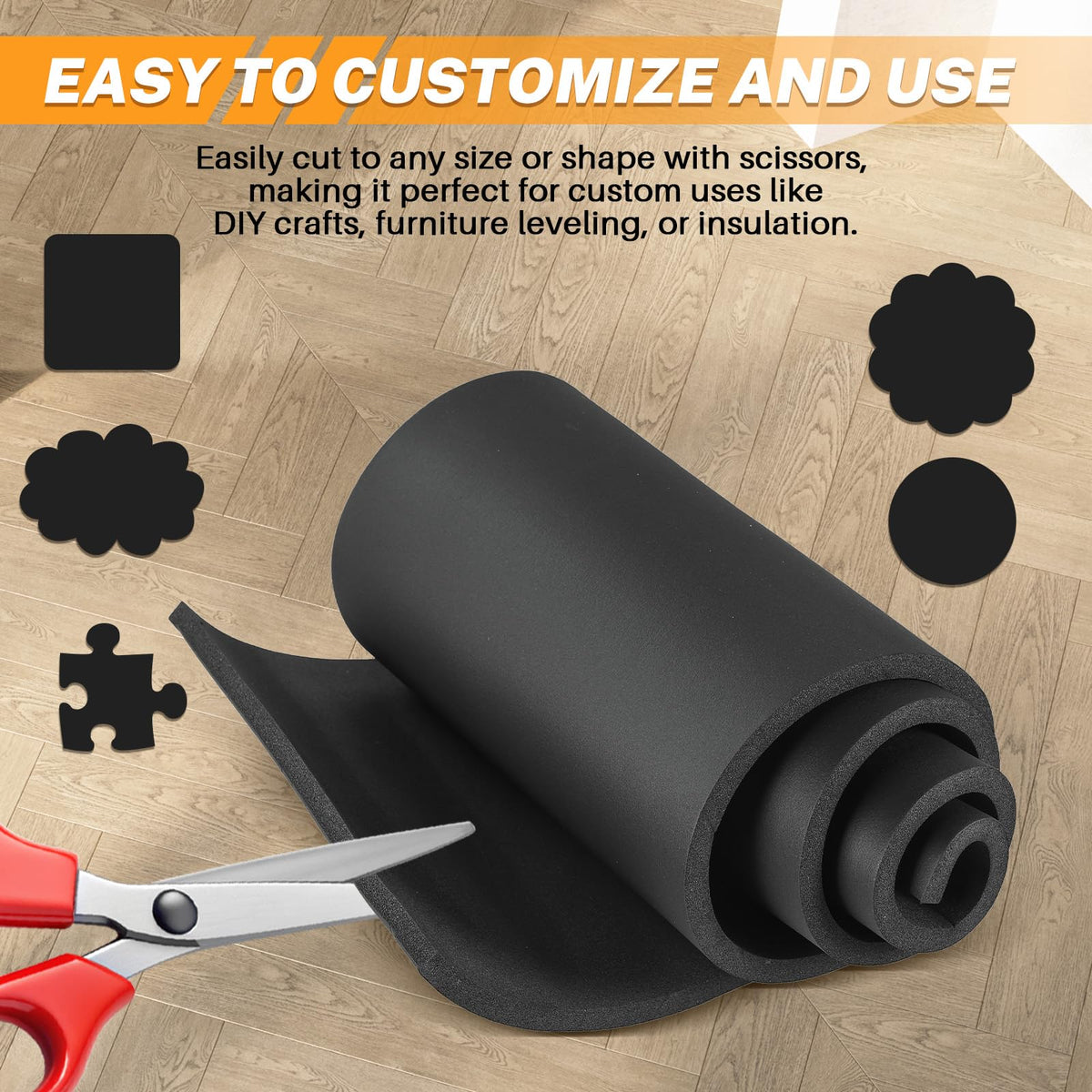 1/2" T x 13" W x 60" L Neoprene Foam Padding Without Adhesive