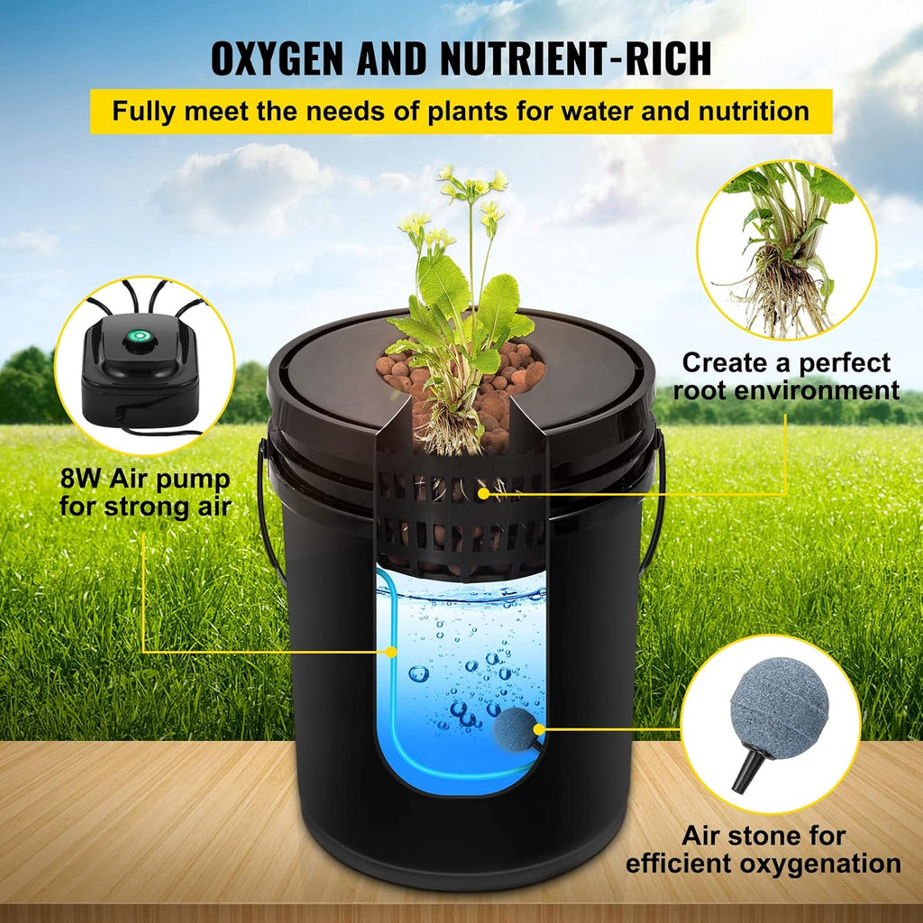 DWC Hydroponic System, 5 Gallon 4 Buckets, Deep Water Culture Growing Bucket, Hydroponics Grow Kit with Pump, Air