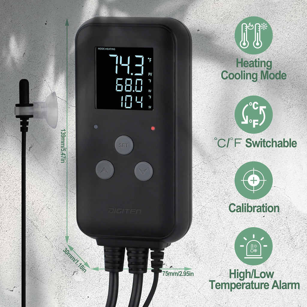 DIGITEN DTC310 Waterproof Temperature Controller, 10A Digital Thermostat