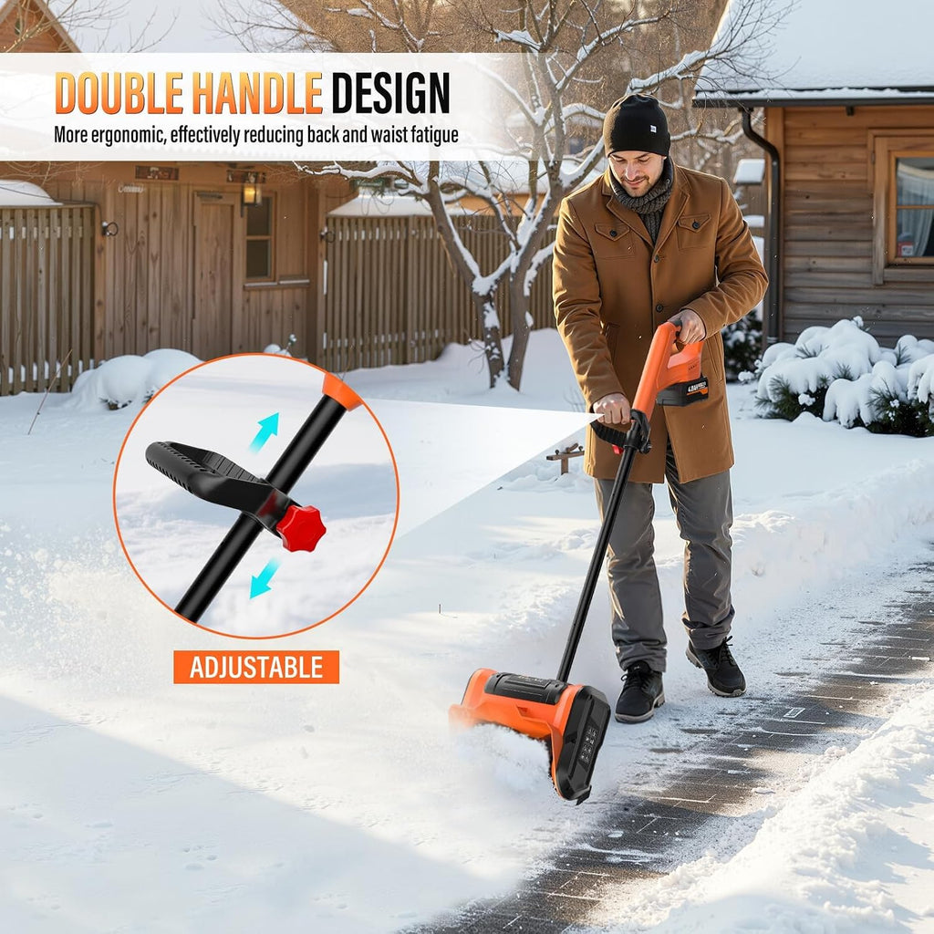 Snow Shovel Cordless, 20V | 10 Inch Electric Snow Blower with 2 X 4.0Ah Replaceable Batteries & Charger Up to 50