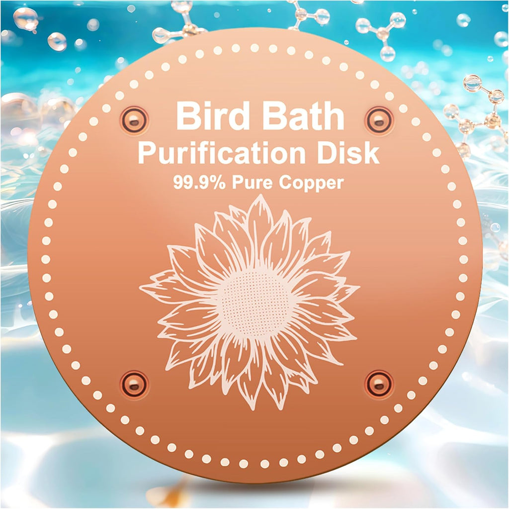 Bird Bath Purification Disk Pure Copper Outside Winter Solar Power Birdbath Hummingbird Bee Water Fountain Solar