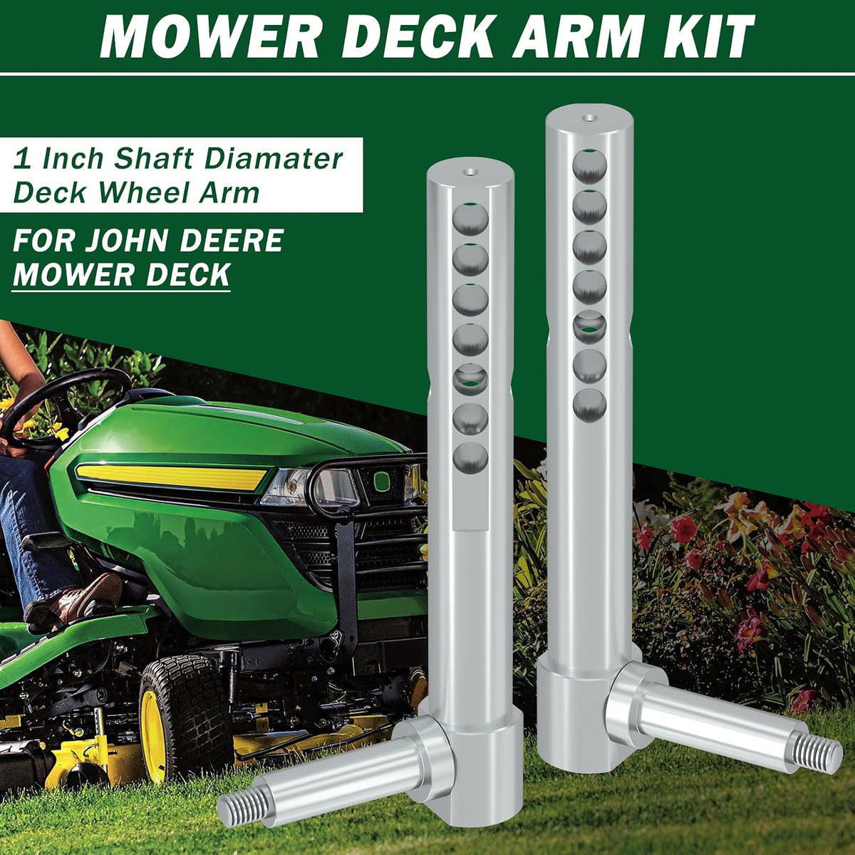 CheeMuii 4 Pack AM125172 Mower Deck Wheels & AM131288 AM131289 Deck Arm Kit