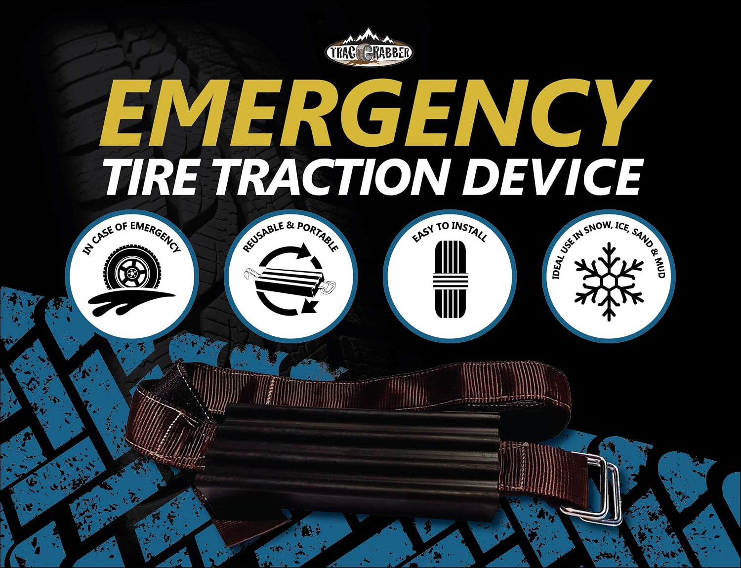 Tire Traction Device for Oversized Tires on Trucks/SUVs, Set of 2 - Made in the USA, Easy to Install, Get Unstuck