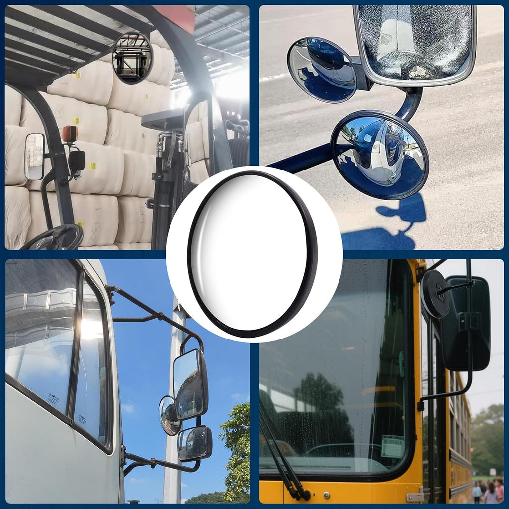 5.9-inch Round Convex Mirror with Tube Mounting Bracket- Convex Blind Spot Mirror for