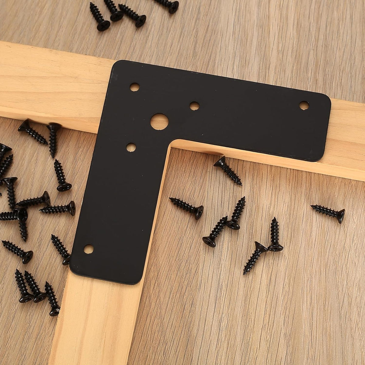 Flat L Brackets, 10pcs Flat L Right Angle Brackets, Black Flat Mending Plates, Corner Brackets Flat Repair Plate
