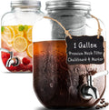 1 Gallon Cold Brew Coffee Maker - 3rd Generation Fine Mesh Filter - Stainless Steel Spigot - Extra Thick Large Glass