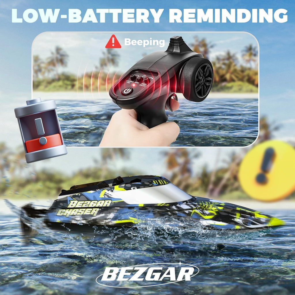 TX123 Remote Control Boats - Fast Speed RC Boat 32+ KPH with Suitcase for Lakes & Pools & Salt Water | 32 KPH High