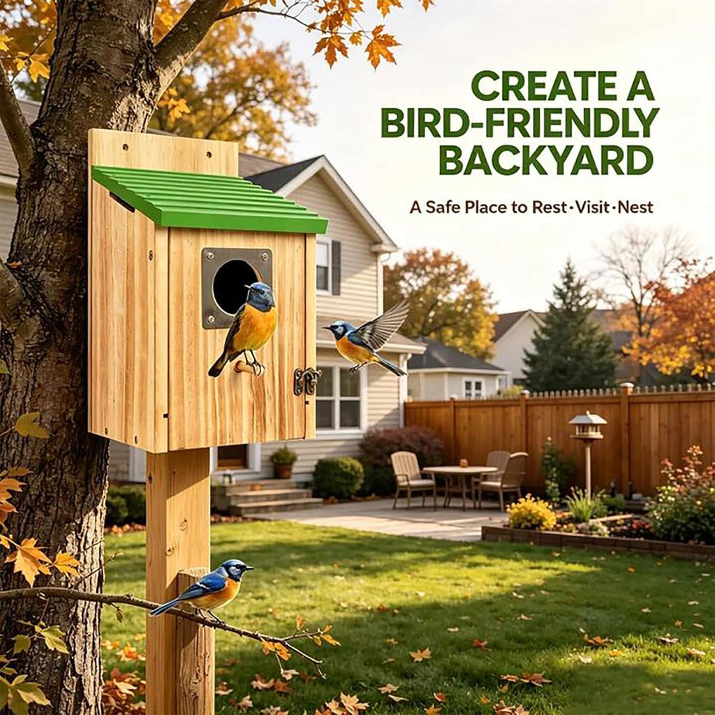 Fitroho Bird Houses for Outside - Natural Cedar Wood Bluebird Houses