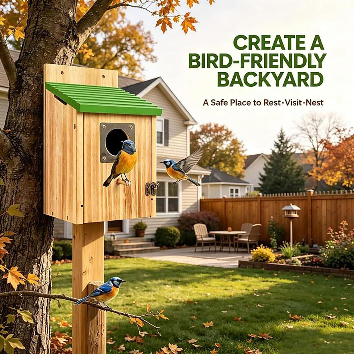 Fitroho Bird Houses for Outside - Natural Cedar Wood Bluebird Houses