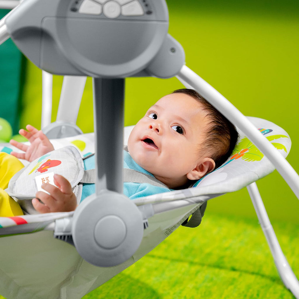Playful Paradise Portable Compact Automatic Baby Swing with Music, Unisex, Newborn +