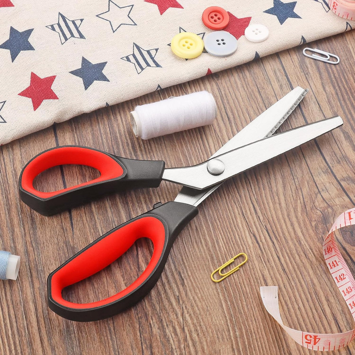 Left Pinking Scissors, Professional Zig Zag Scissors, Pinking Shears with Rubber Grips and Ultra-Sharp Blade, Great