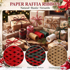 6 Rolls 1476ft Christmas Raffia Ribbon for Gift Wrapping