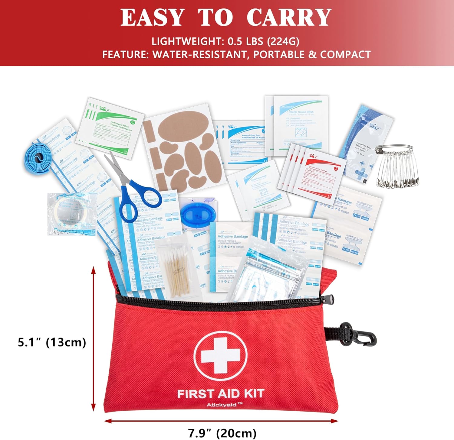 Mini First Aid Kit - 140 Piece Small First Aid Medical Kit for Car, Home, Office, Travel, Camping, Sports, Outdoor