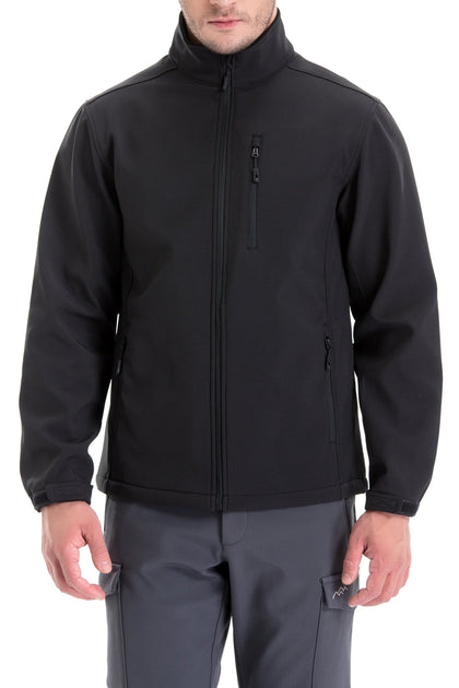 Men's Softshell Jacket Fleece lined Windbreaker,Lightweight Water Resistant Winter Coat,Black, XL