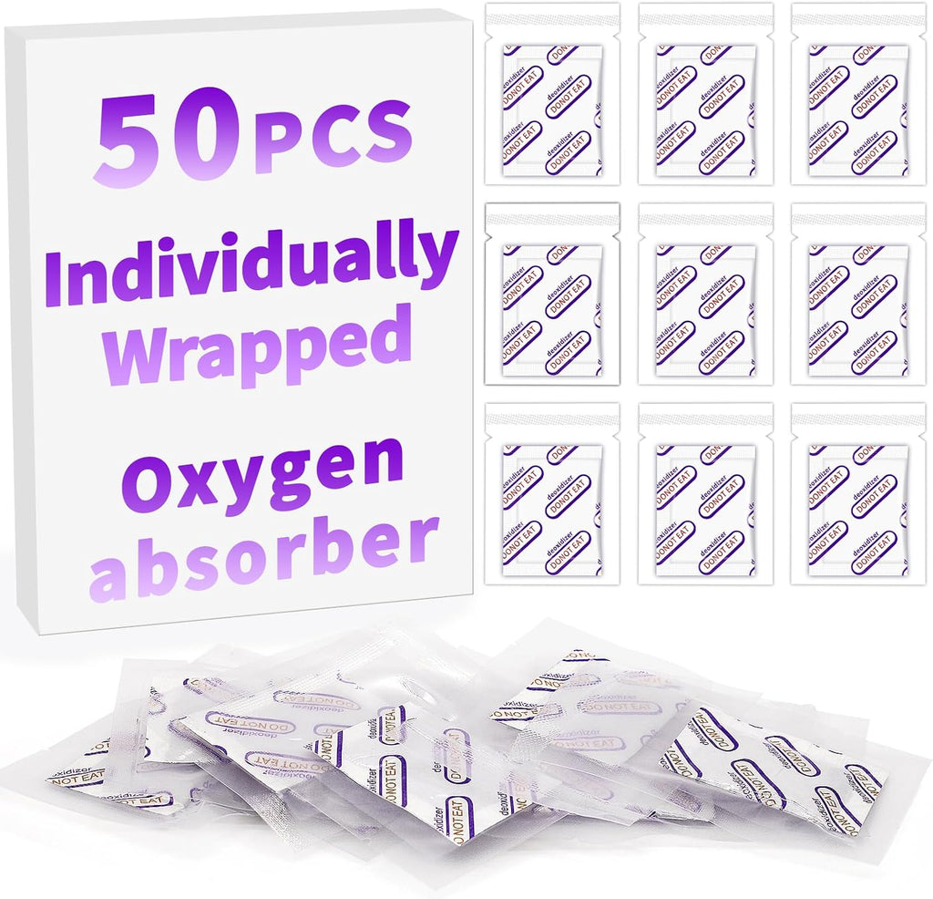 Individually Wrapped - Oxygen Absorbers for Food Storage 500cc, 50 Packs | Midukit Food Grade Oxygen Absorbers