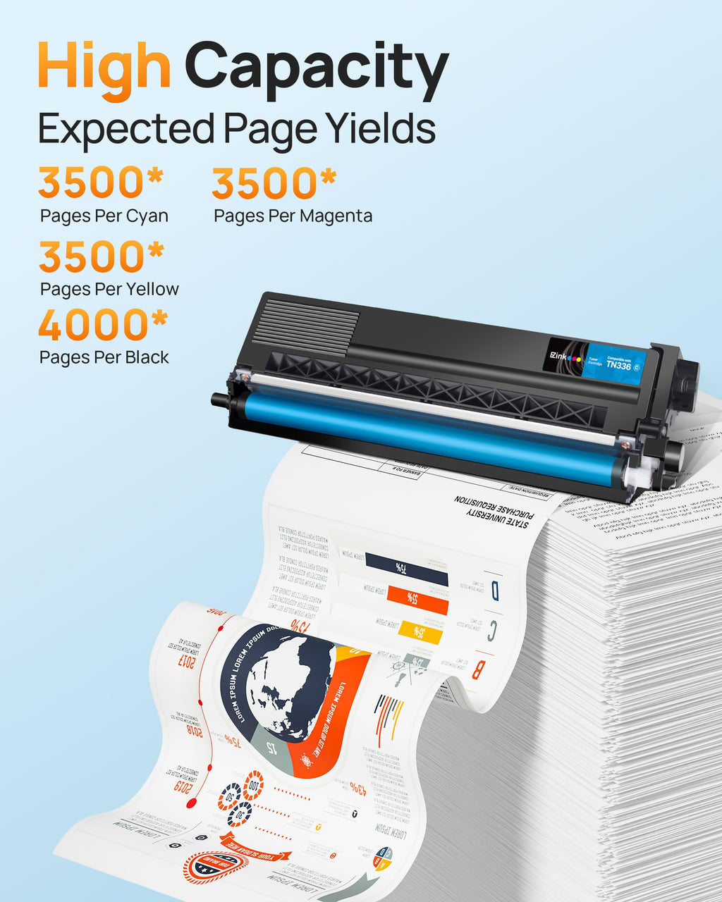 Compatible TN336 Replacement for Brother TN336 Toner Cartridges