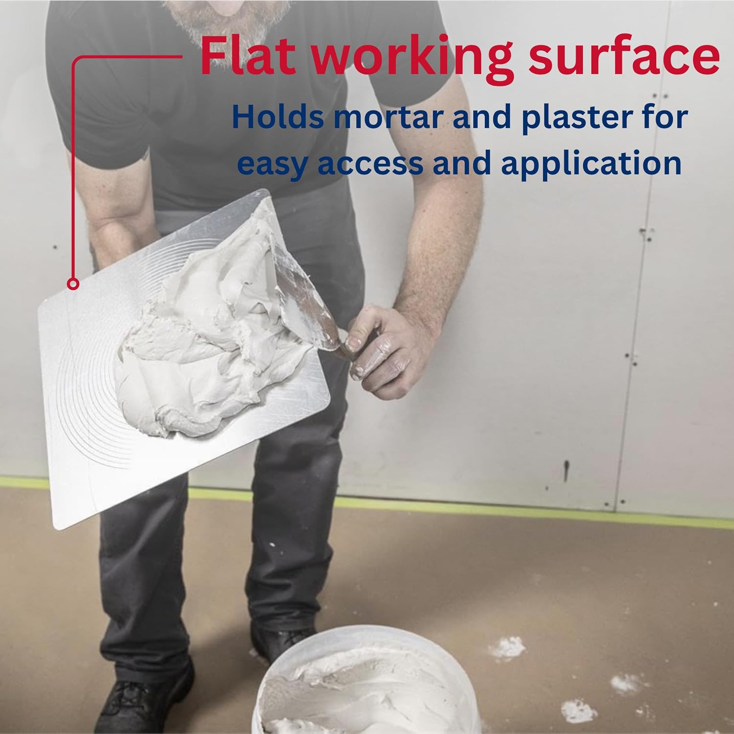 Drywall Hawk, 13 Inch, Assembled in the USA, Plaster Tool | 13 Inch Aluminum Blade Gives a Flat Platform for Mud