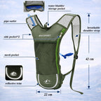 Lightweight 2 Pack Hydration Water Backpack with 2L Bladder, Green & Gray