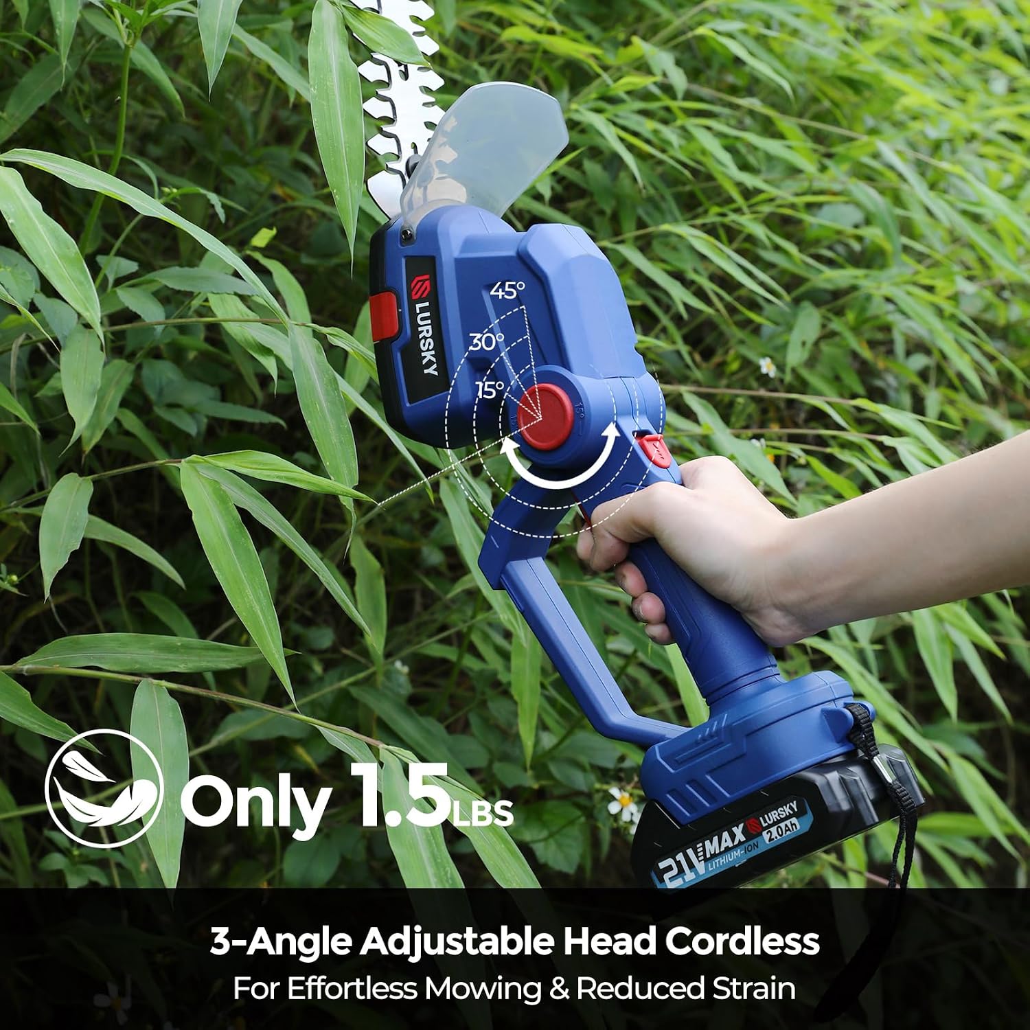 Cordless Hedge Trimmer with Battery 2.0Ah, 2-in-1 21V Grass Shears | Handheld Electric Shrub Trimmer Kit for Garden